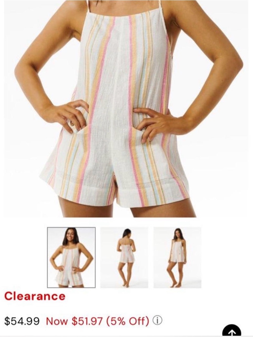 Rip curl Striped White and Pink Women’s Linen-Blend Shorts